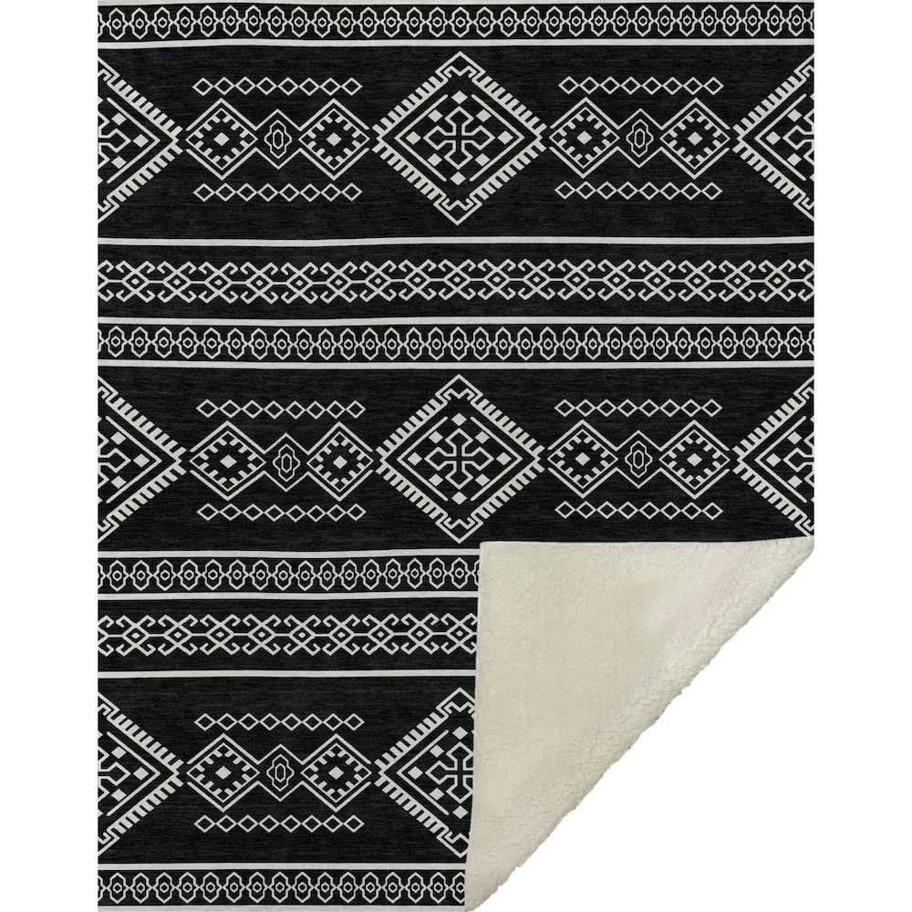 Premium Machine Washable ASB901 Black 50" x 70" Sherpa Throw Blanket. Picture 1