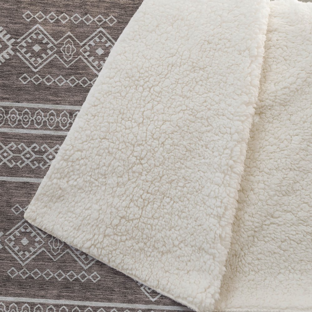 Premium Machine Washable ASB901 Brown 50" x 70" Sherpa Throw Blanket. Picture 2
