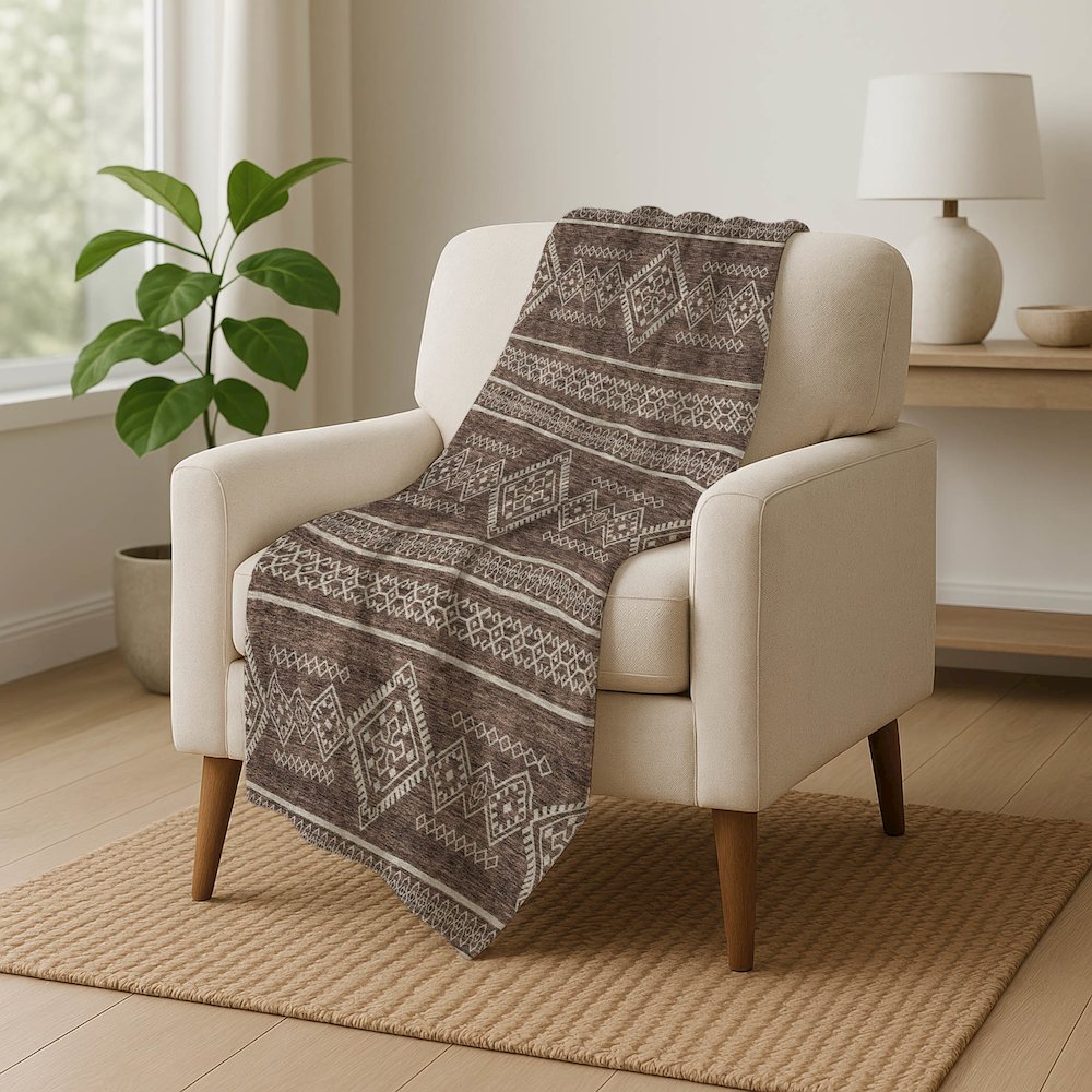 Premium Machine Washable ASB901 Brown 50" x 70" Sherpa Throw Blanket. Picture 5