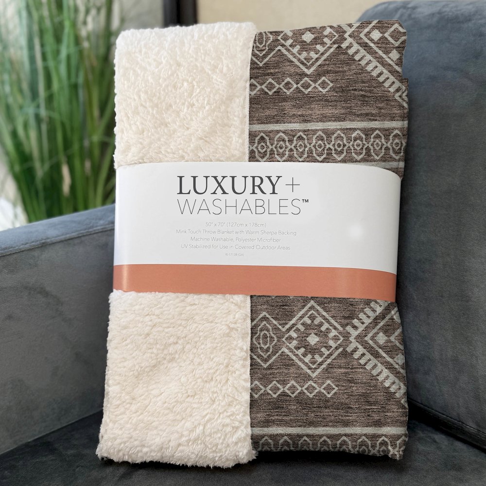 Premium Machine Washable ASB901 Brown 50" x 70" Sherpa Throw Blanket. Picture 3