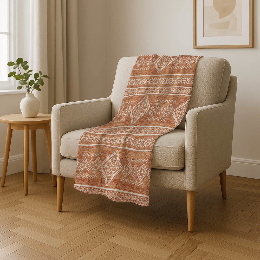 Premium Machine Washable ASB901 Copper 50" x 70" Sherpa Throw Blanket. Picture 4