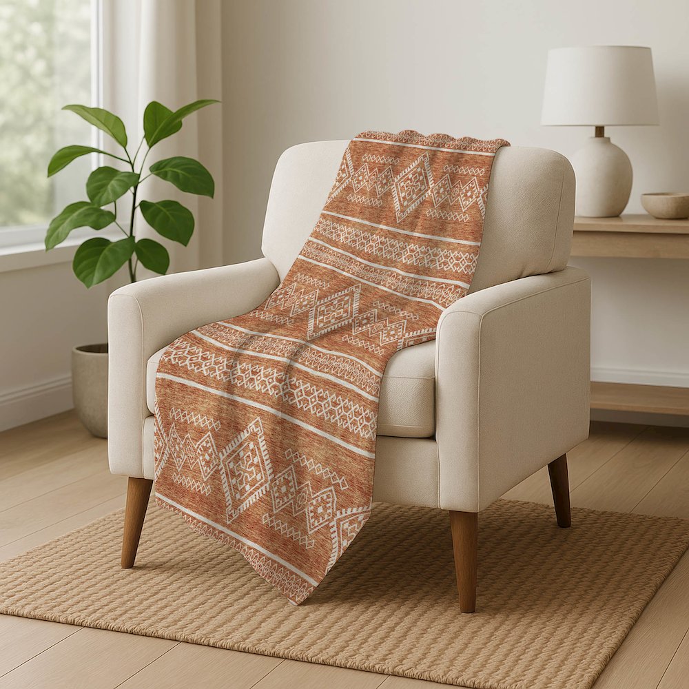 Premium Machine Washable ASB901 Copper 50" x 70" Sherpa Throw Blanket. Picture 5