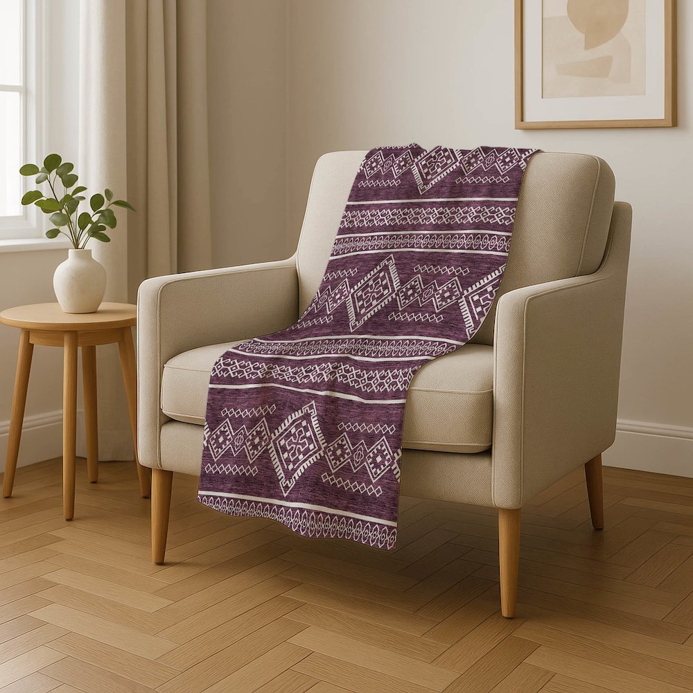 Premium Machine Washable ASB901 Eggplant 50" x 70" Sherpa Throw Blanket. Picture 4