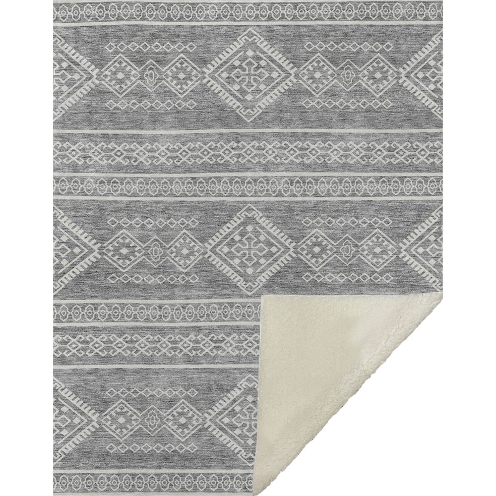 Premium Machine Washable ASB901 Gray 50" x 70" Sherpa Throw Blanket. Picture 1