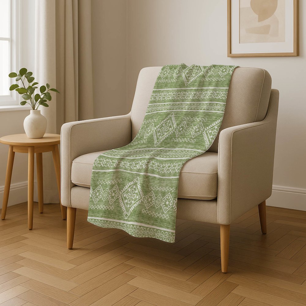 Premium Machine Washable ASB901 Green 50" x 70" Sherpa Throw Blanket. Picture 4