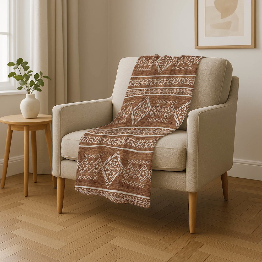Premium Machine Washable ASB901 Paprika 50" x 70" Sherpa Throw Blanket. Picture 4
