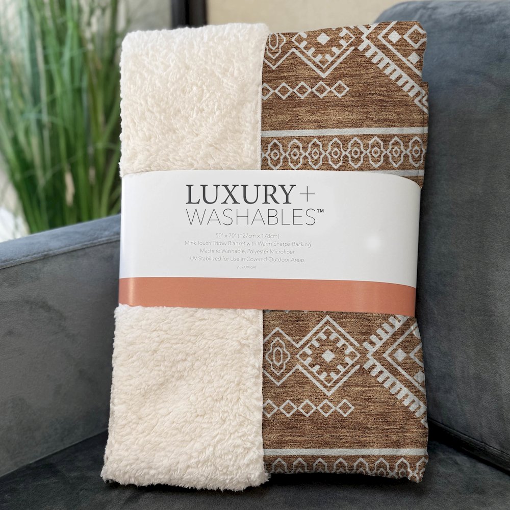 Premium Machine Washable ASB901 Paprika 50" x 70" Sherpa Throw Blanket. Picture 3