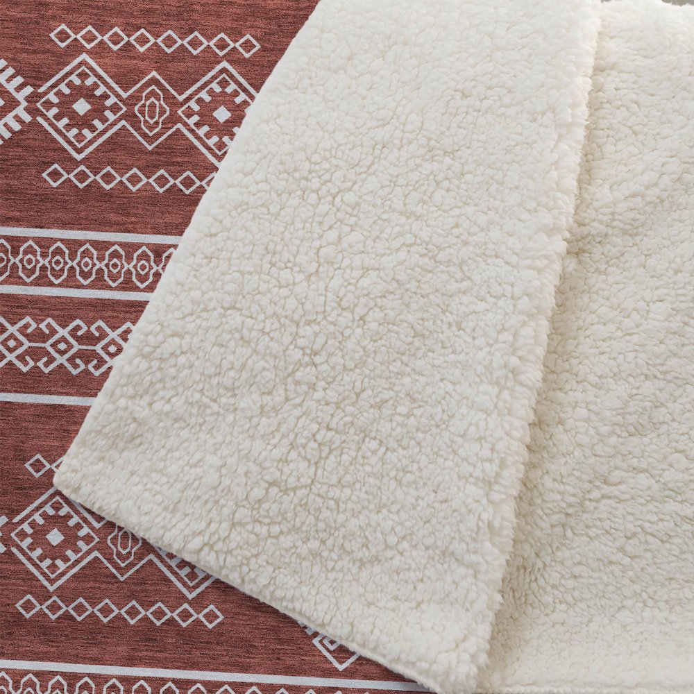 Premium Machine Washable ASB901 Red 50" x 70" Sherpa Throw Blanket. Picture 2
