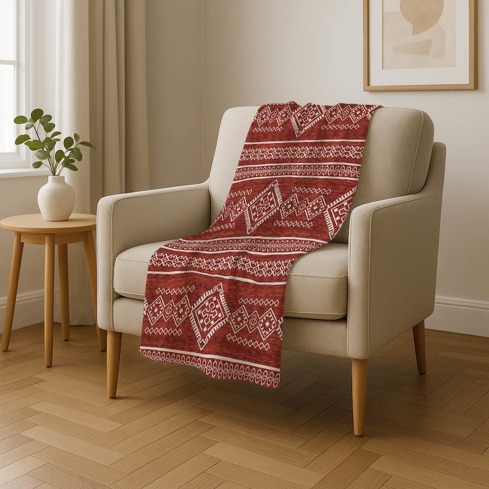 Premium Machine Washable ASB901 Red 50" x 70" Sherpa Throw Blanket. Picture 4