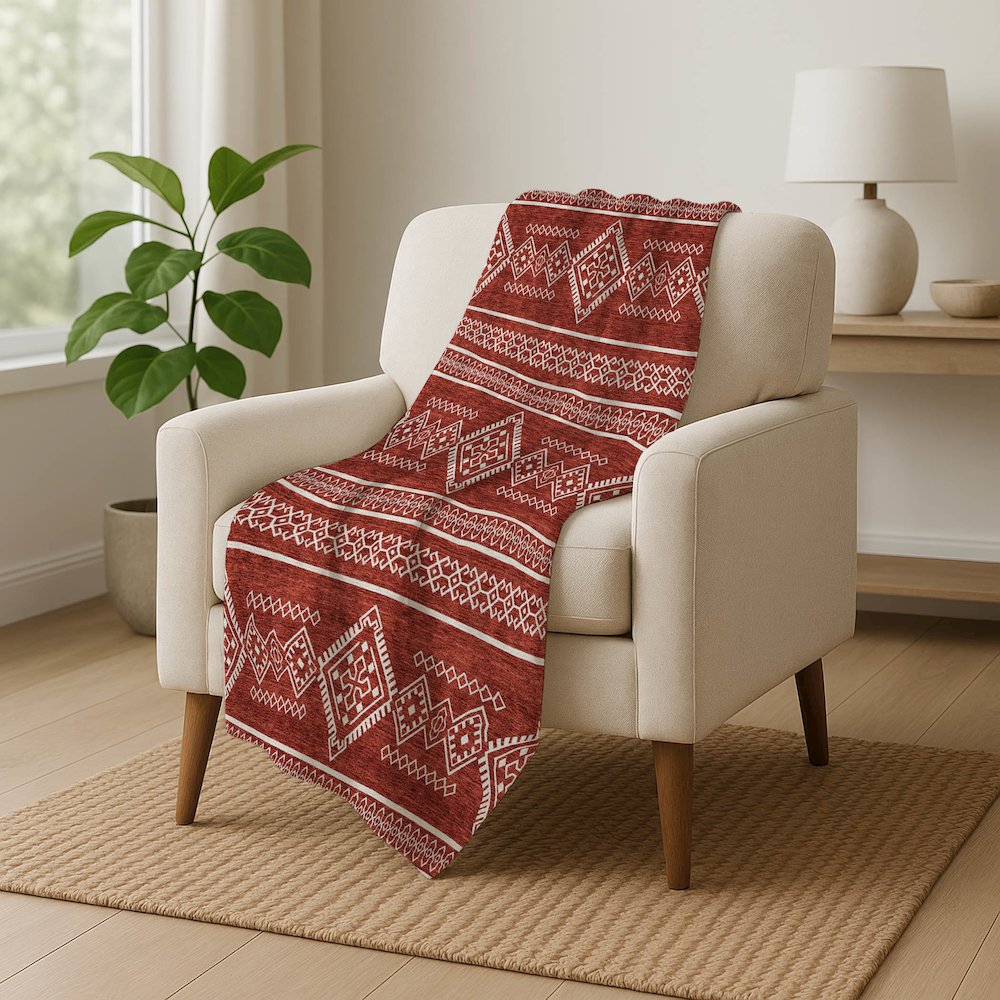 Premium Machine Washable ASB901 Red 50" x 70" Sherpa Throw Blanket. Picture 5