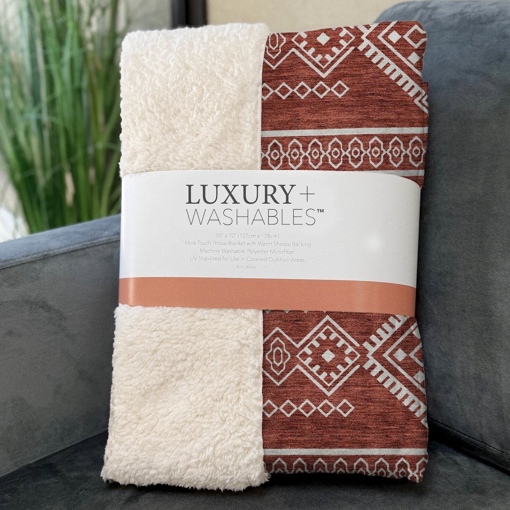 Premium Machine Washable ASB901 Red 50" x 70" Sherpa Throw Blanket. Picture 3