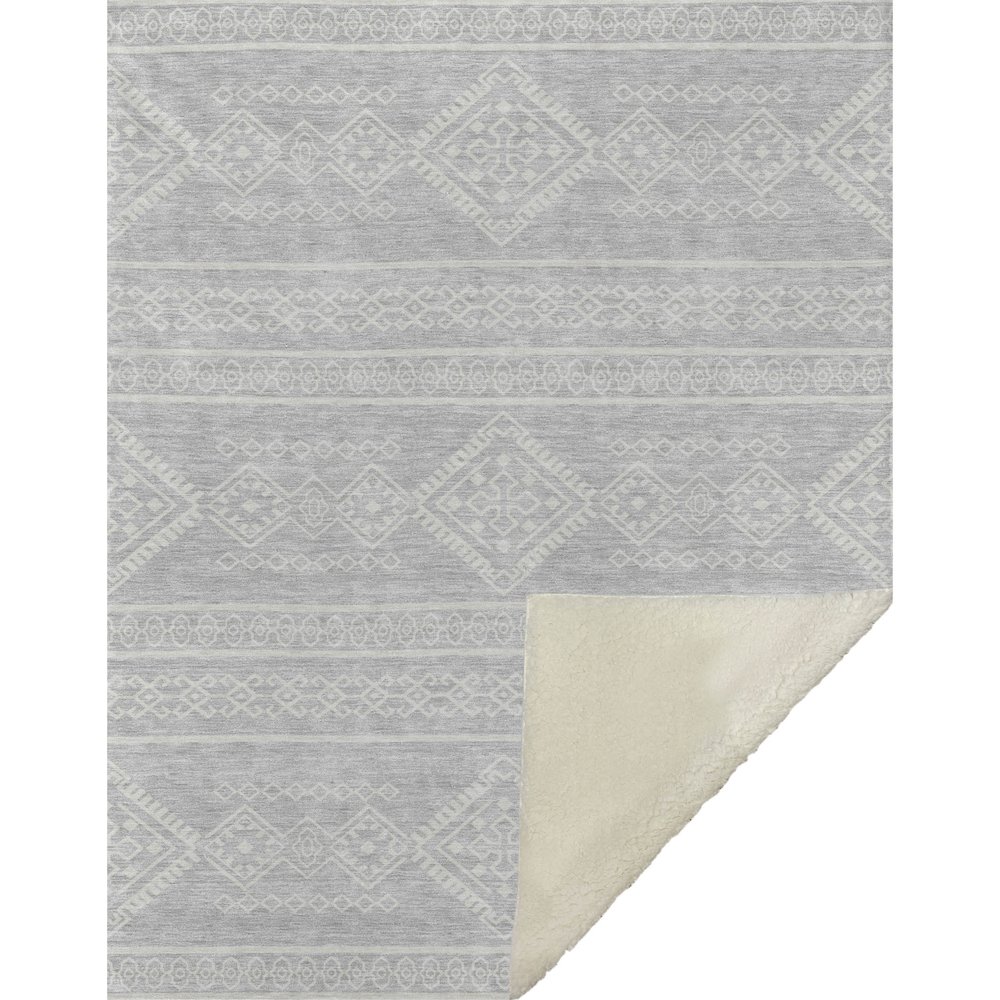 Premium Machine Washable ASB901 Silver 50" x 70" Sherpa Throw Blanket. Picture 1