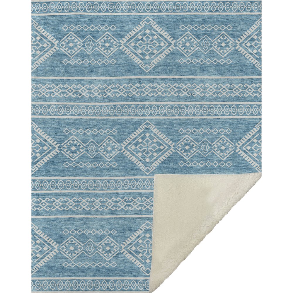 Premium Machine Washable ASB901 Teal 50" x 70" Sherpa Throw Blanket. Picture 1