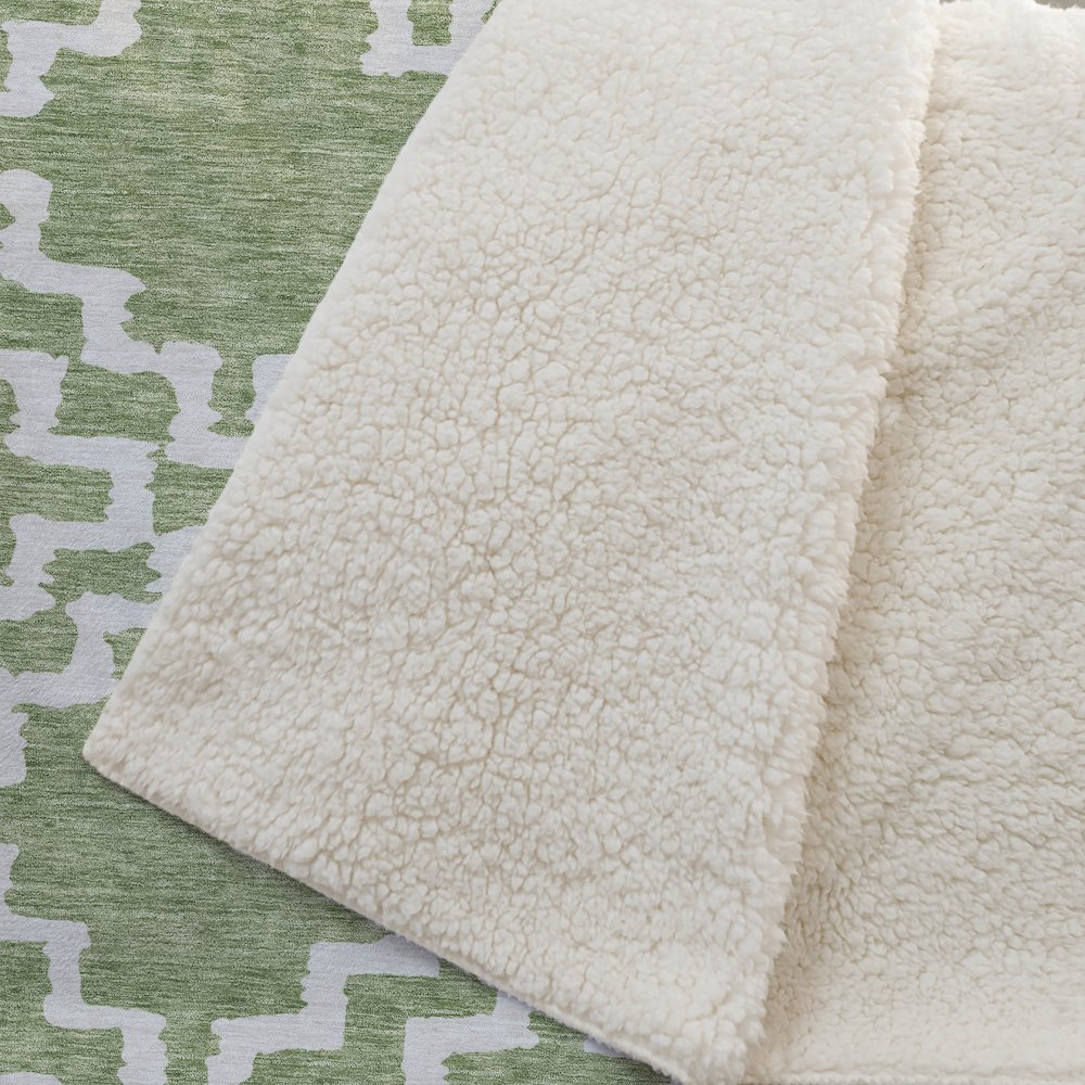 Premium Machine Washable ASB902 Aloe 50" x 70" Sherpa Throw Blanket. Picture 2