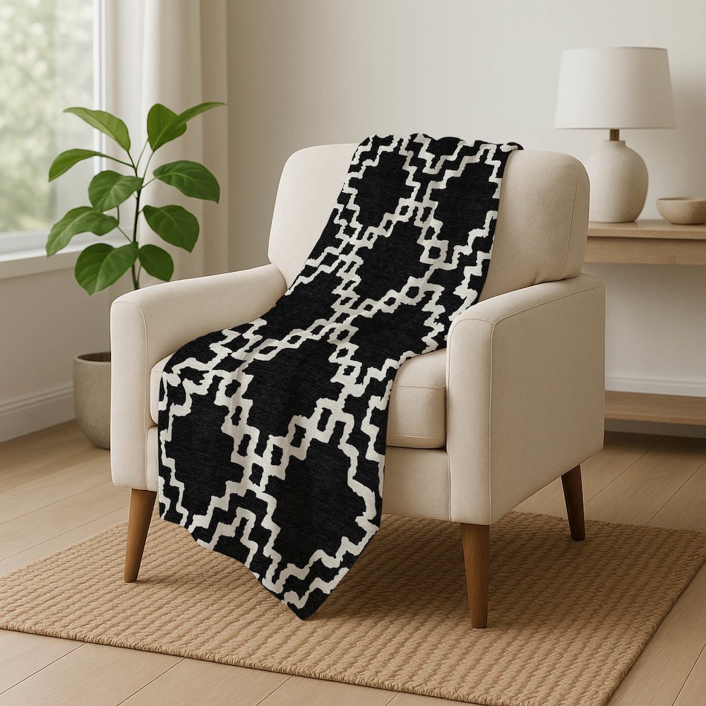 Premium Machine Washable ASB902 Black 50" x 70" Sherpa Throw Blanket. Picture 5