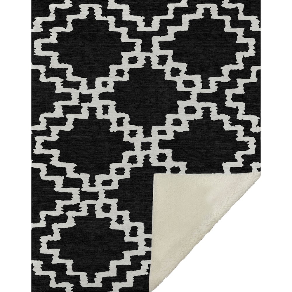 Premium Machine Washable ASB902 Black 50" x 70" Sherpa Throw Blanket. Picture 1