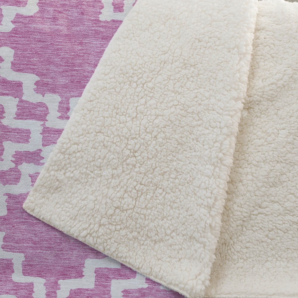 Premium Machine Washable ASB902 Blush 50" x 70" Sherpa Throw Blanket. Picture 2