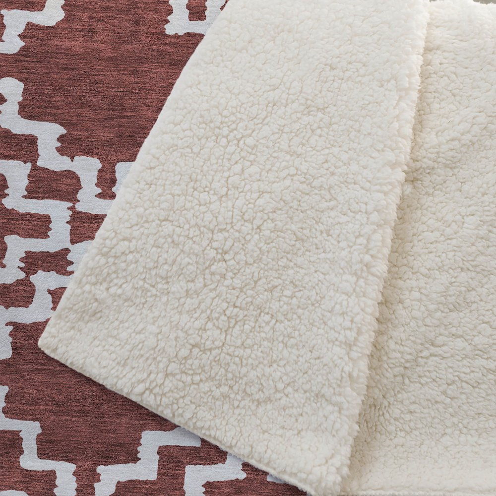 Premium Machine Washable ASB902 Brick 50" x 70" Sherpa Throw Blanket. Picture 2