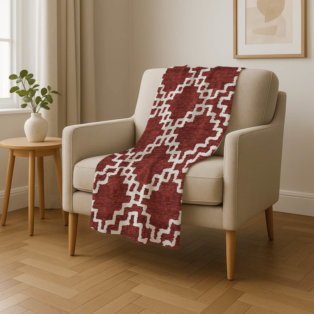 Premium Machine Washable ASB902 Brick 50" x 70" Sherpa Throw Blanket. Picture 4