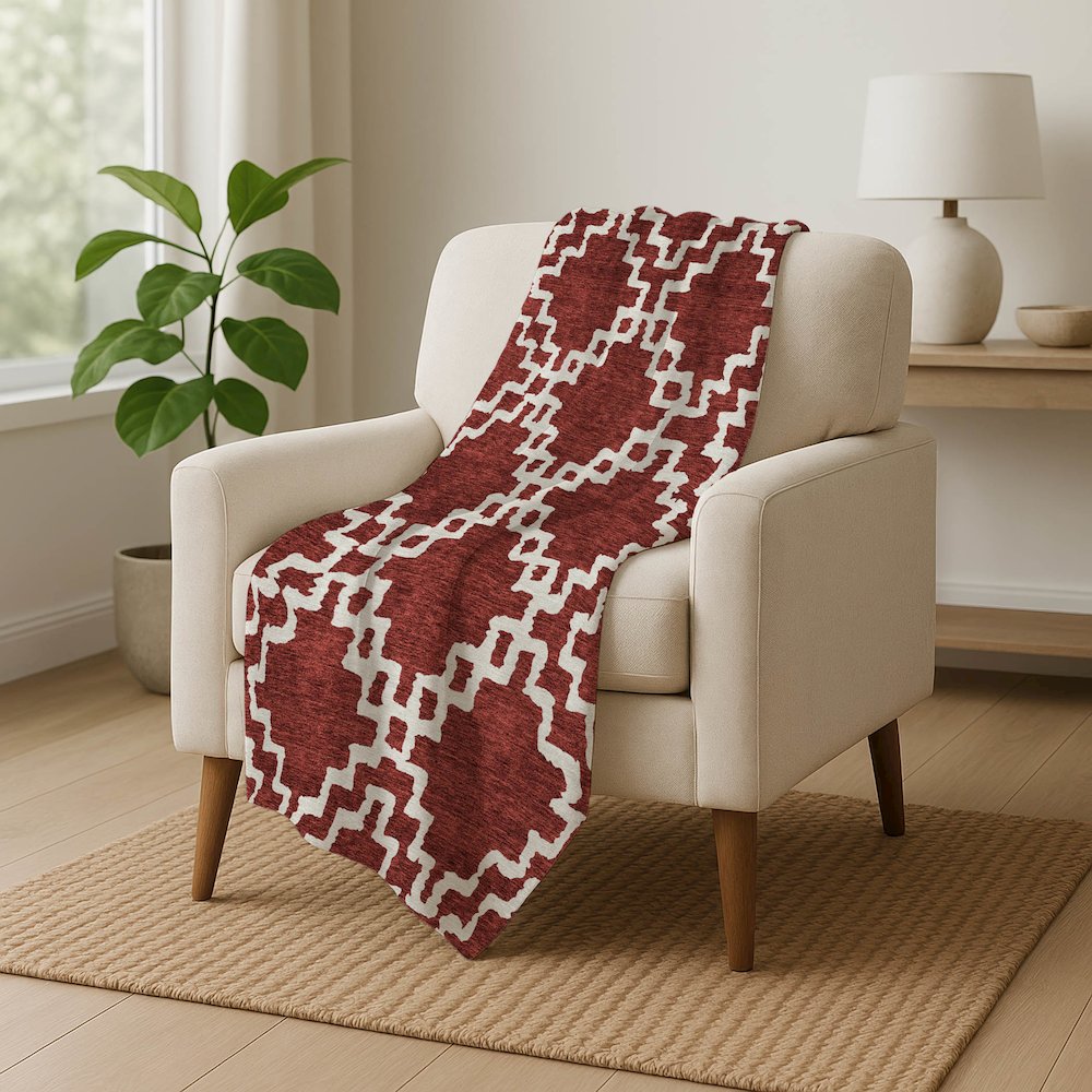 Premium Machine Washable ASB902 Brick 50" x 70" Sherpa Throw Blanket. Picture 5