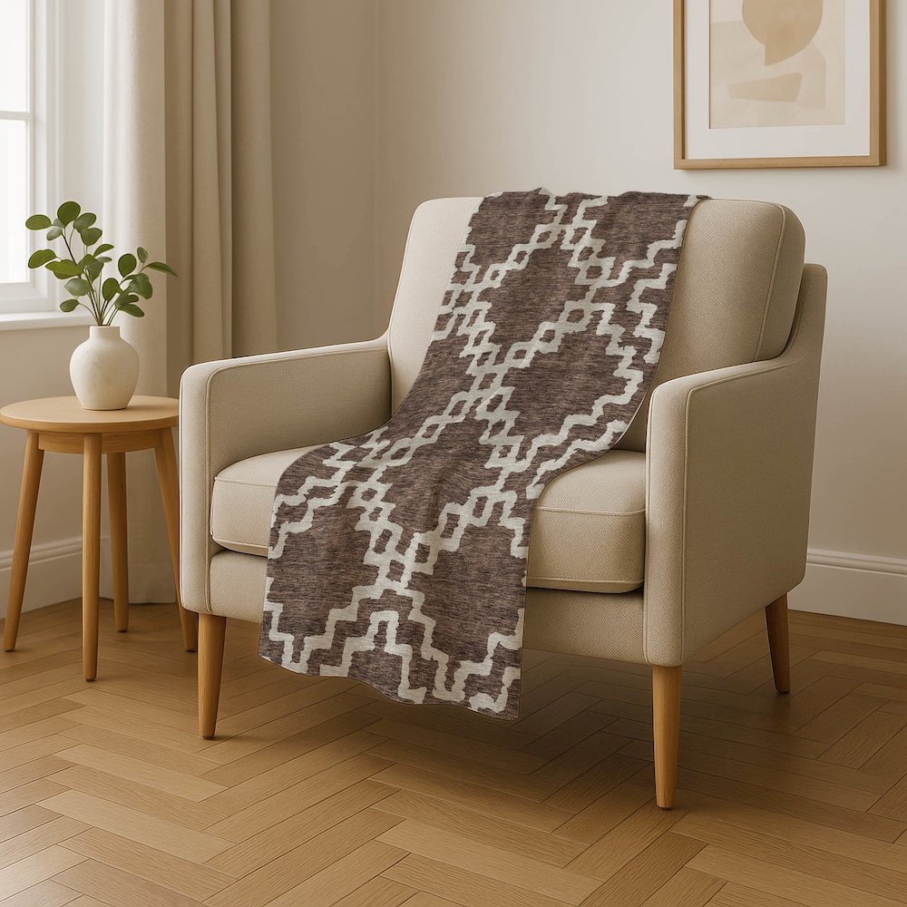 Premium Machine Washable ASB902 Brown 50" x 70" Sherpa Throw Blanket. Picture 4