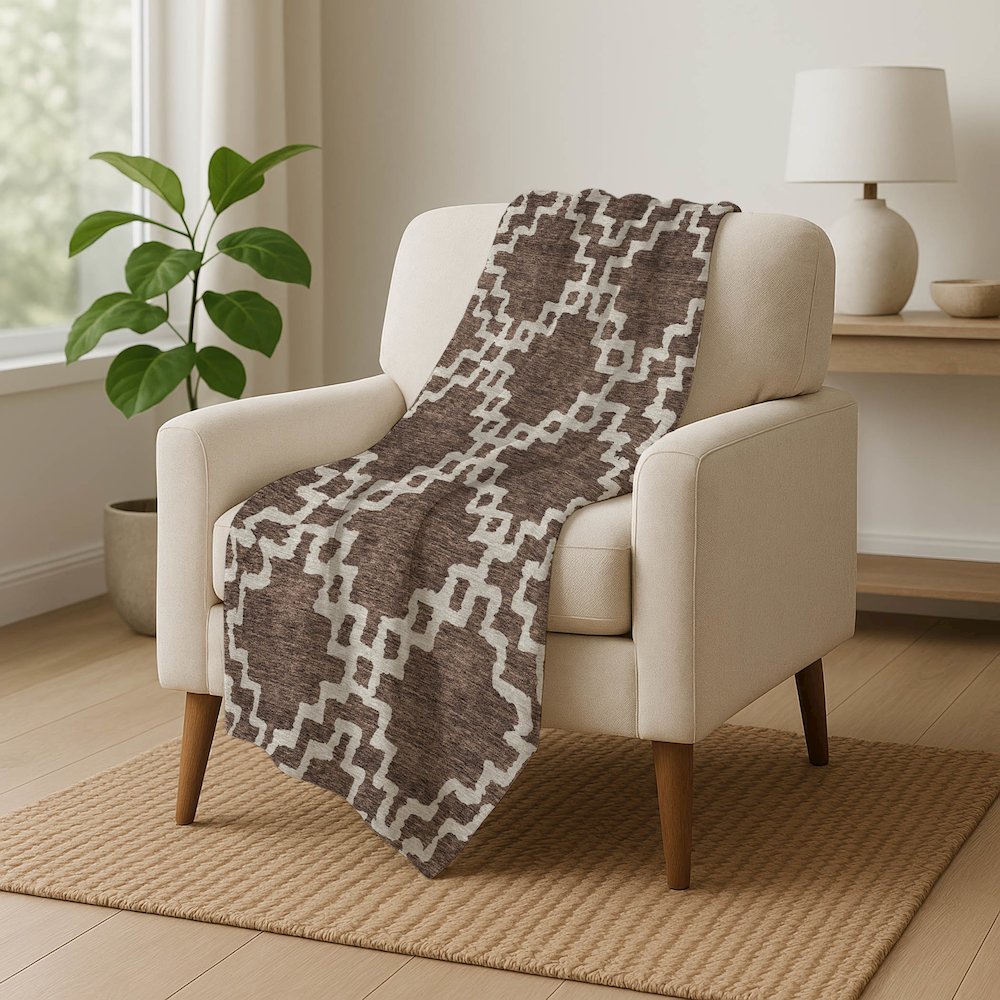 Premium Machine Washable ASB902 Brown 50" x 70" Sherpa Throw Blanket. Picture 5