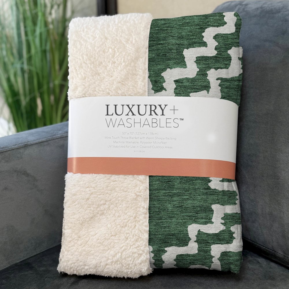 Premium Machine Washable ASB902 Emerald 50" x 70" Sherpa Throw Blanket. Picture 3