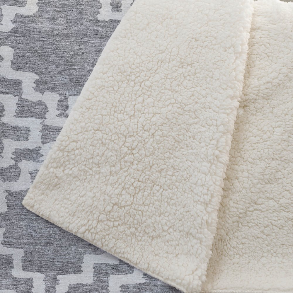 Premium Machine Washable ASB902 Gray 50" x 70" Sherpa Throw Blanket. Picture 2