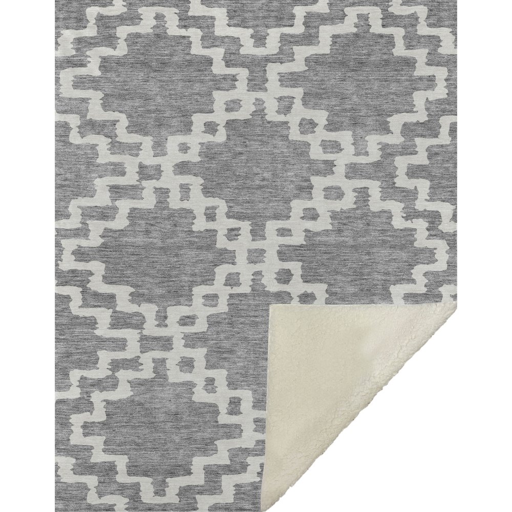 Premium Machine Washable ASB902 Gray 50" x 70" Sherpa Throw Blanket. Picture 1