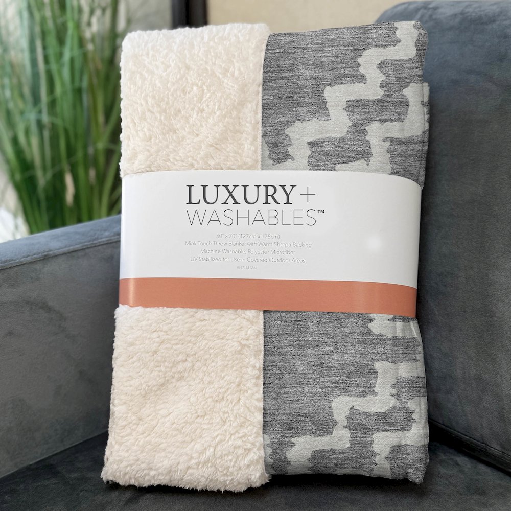 Premium Machine Washable ASB902 Gray 50" x 70" Sherpa Throw Blanket. Picture 3