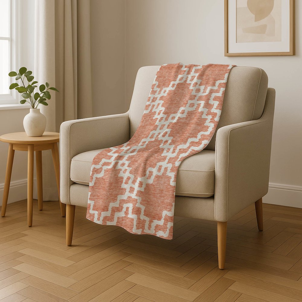 Premium Machine Washable ASB902 Salmon 50" x 70" Sherpa Throw Blanket. Picture 4