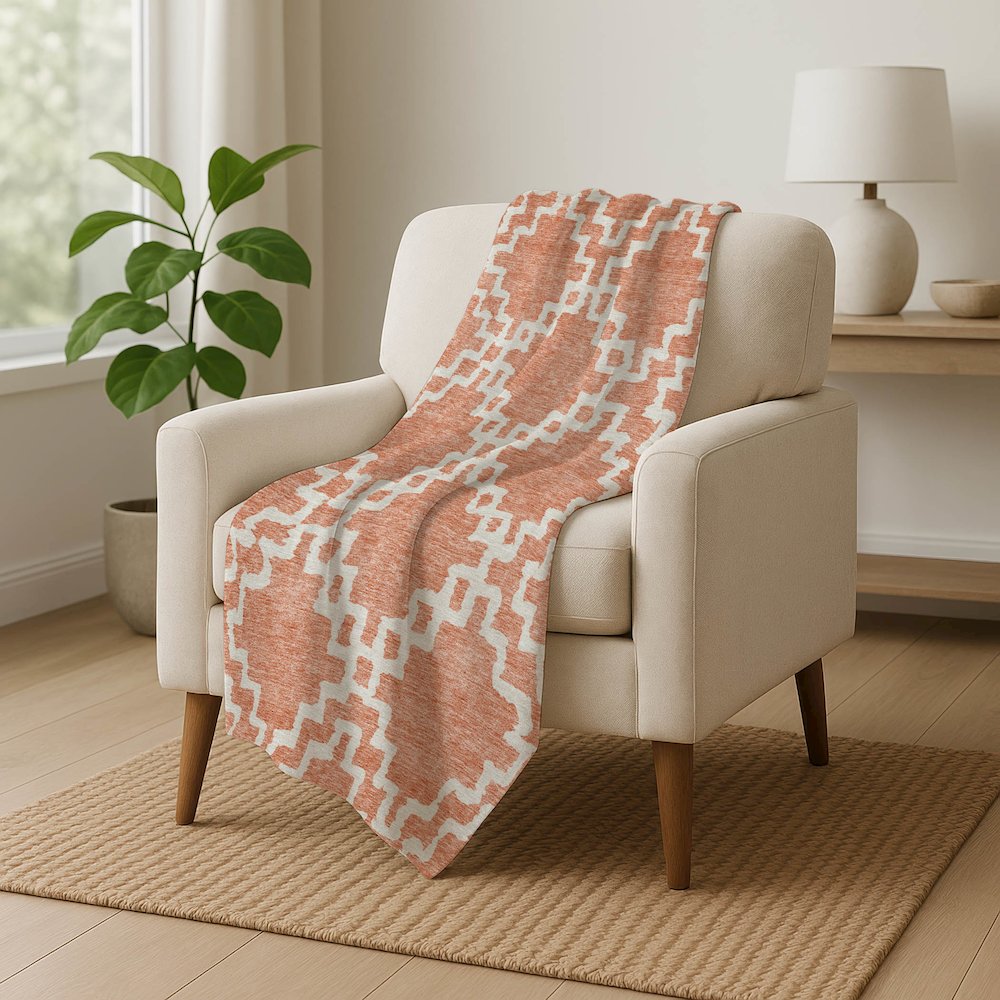 Premium Machine Washable ASB902 Salmon 50" x 70" Sherpa Throw Blanket. Picture 5