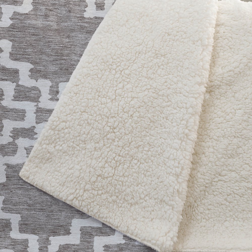 Premium Machine Washable ASB902 Taupe 50" x 70" Sherpa Throw Blanket. Picture 2