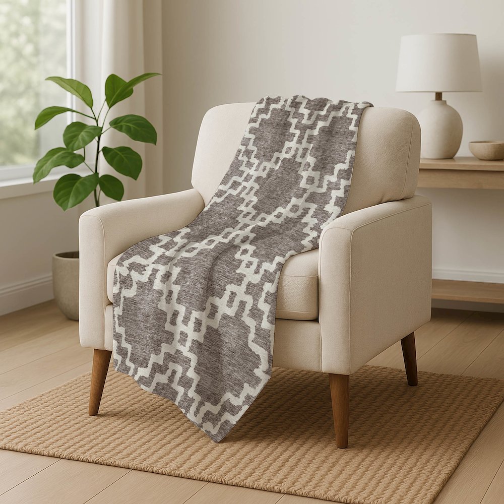 Premium Machine Washable ASB902 Taupe 50" x 70" Sherpa Throw Blanket. Picture 5