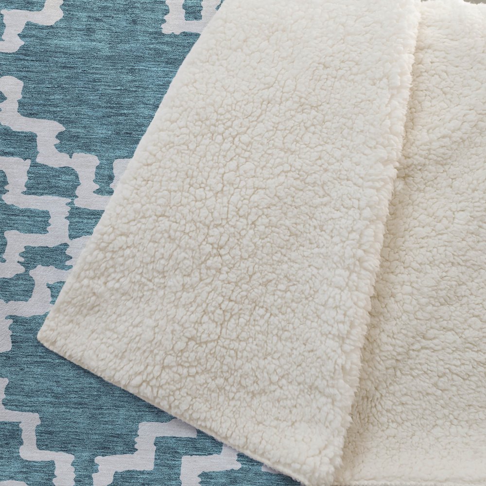 Premium Machine Washable ASB902 Teal 50" x 70" Sherpa Throw Blanket. Picture 2