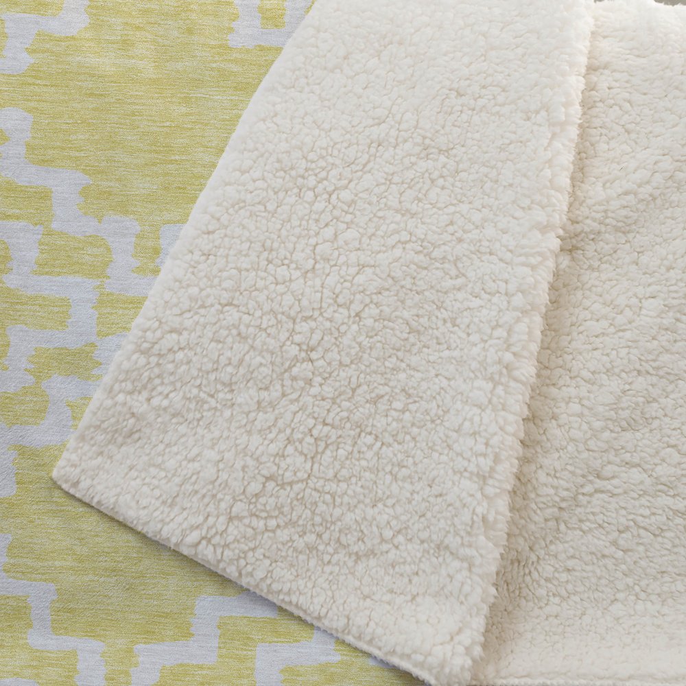 Premium Machine Washable ASB902 Yellow 50" x 70" Sherpa Throw Blanket. Picture 2