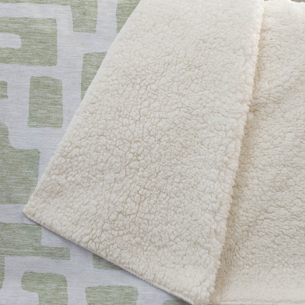 Premium Machine Washable ASB903 Aloe 50" x 70" Sherpa Throw Blanket. Picture 2