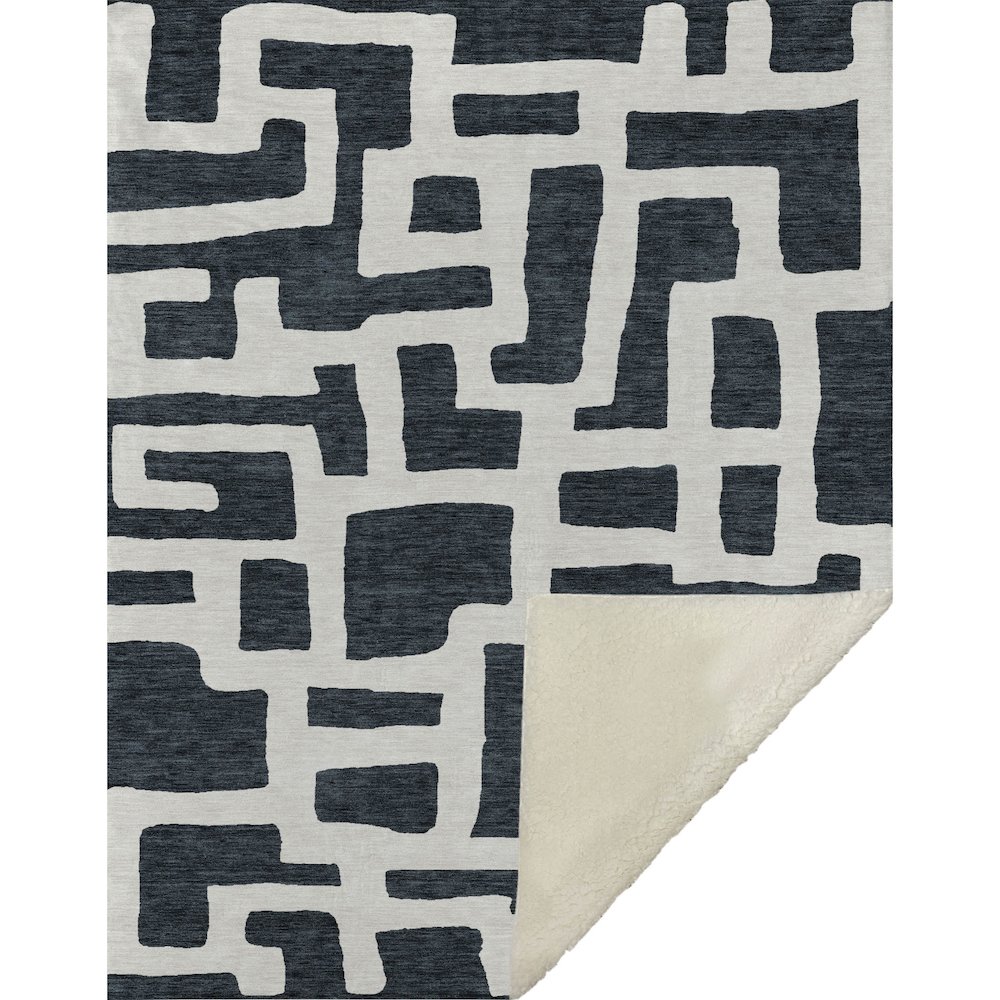Premium Machine Washable ASB903 Black 50" x 70" Sherpa Throw Blanket. Picture 1