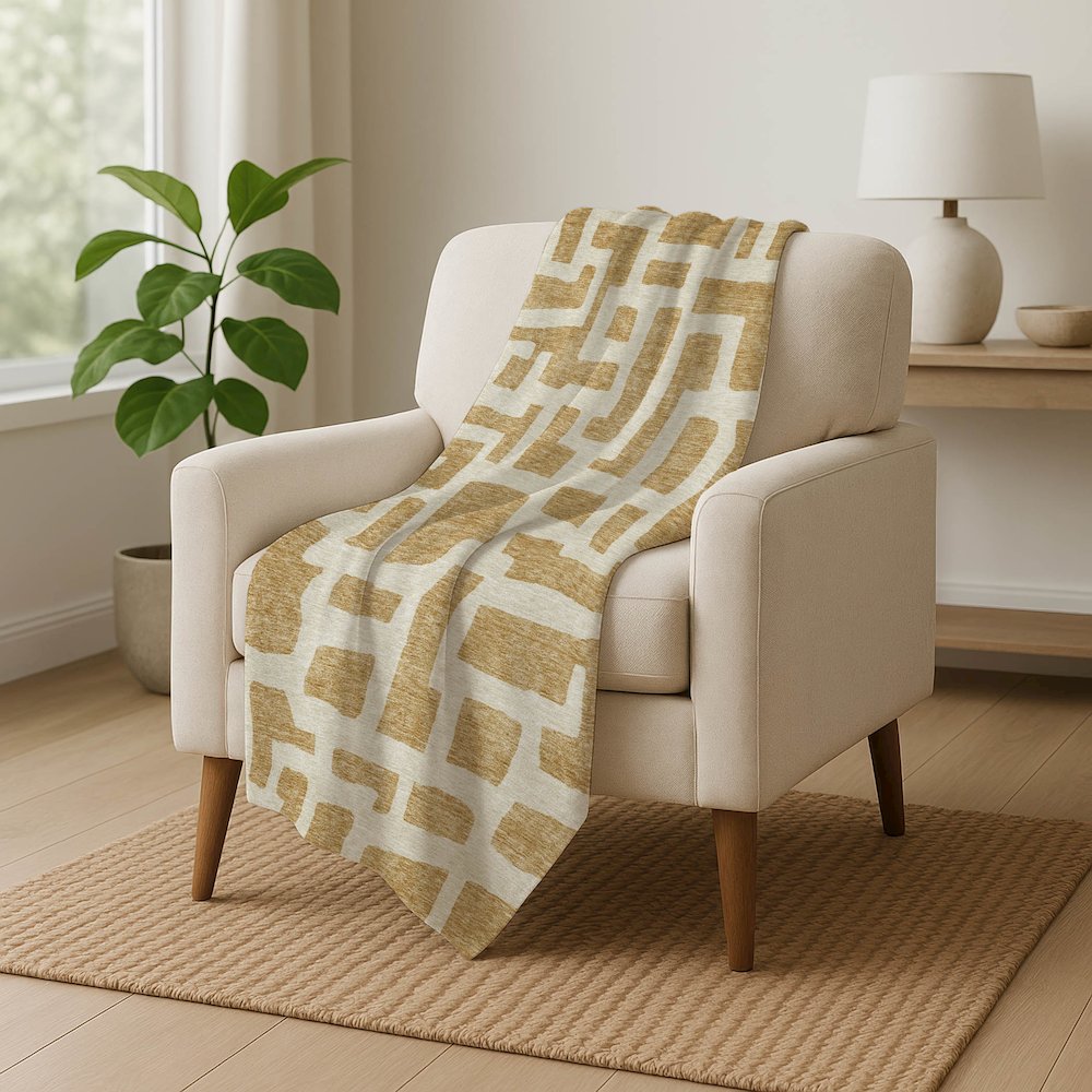 Premium Machine Washable ASB903 Gold 50" x 70" Sherpa Throw Blanket. Picture 5