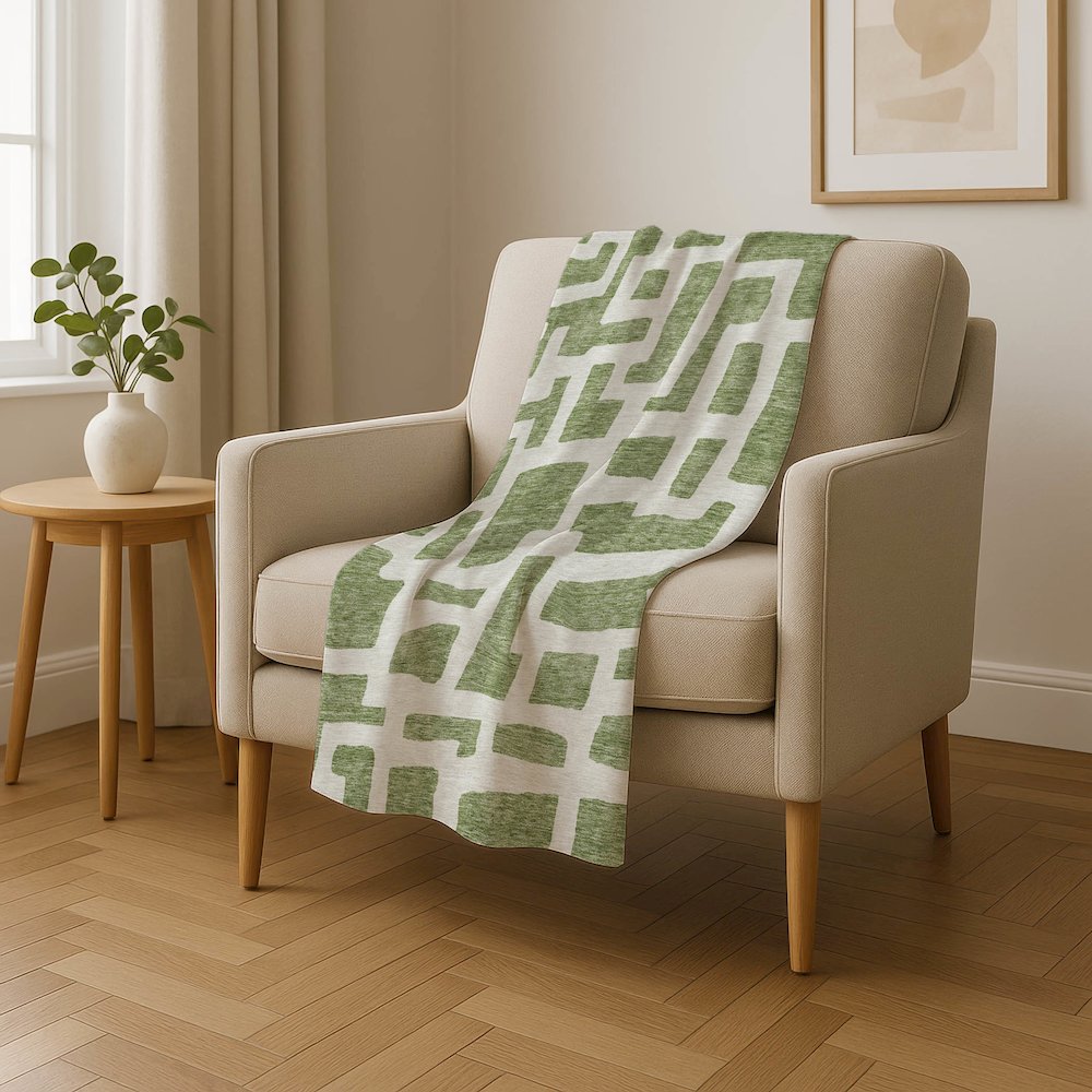 Premium Machine Washable ASB903 Green 50" x 70" Sherpa Throw Blanket. Picture 4