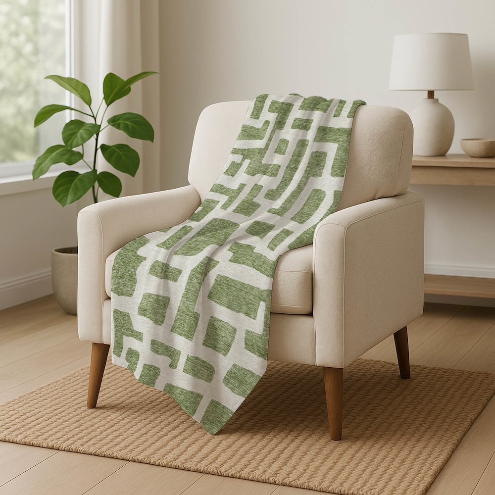 Premium Machine Washable ASB903 Green 50" x 70" Sherpa Throw Blanket. Picture 5