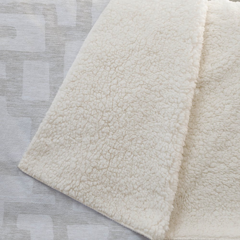 Premium Machine Washable ASB903 Ivory 50" x 70" Sherpa Throw Blanket. Picture 2