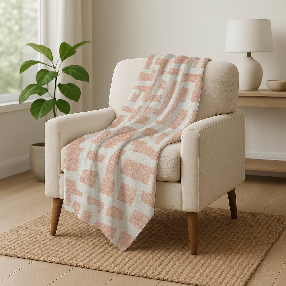 Premium Machine Washable ASB903 Peach 50" x 70" Sherpa Throw Blanket. Picture 5