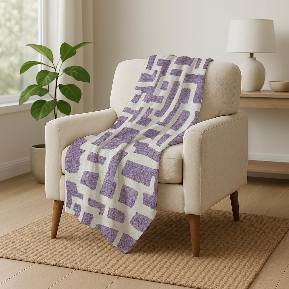Premium Machine Washable ASB903 Purple 50" x 70" Sherpa Throw Blanket. Picture 5