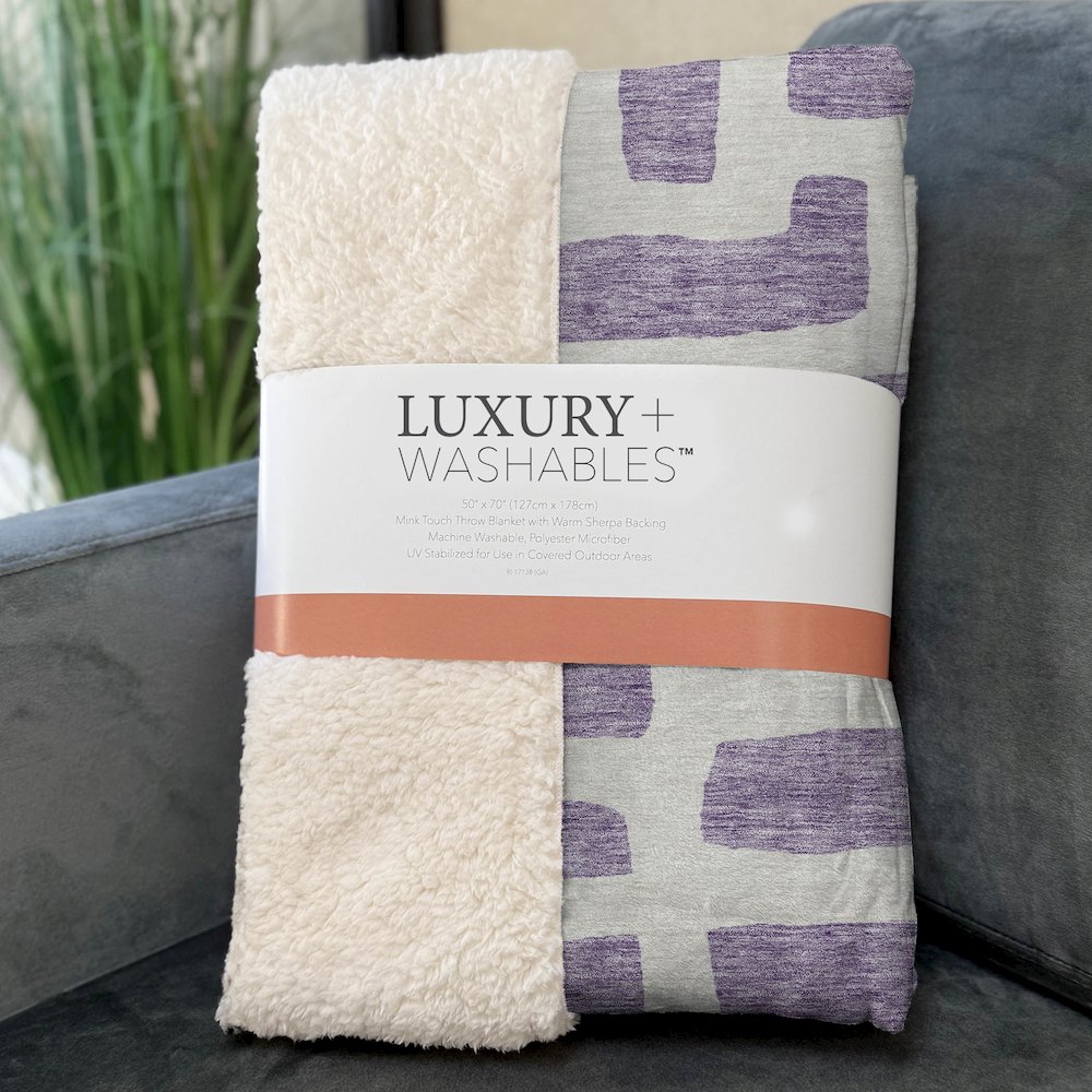 Premium Machine Washable ASB903 Purple 50" x 70" Sherpa Throw Blanket. Picture 3