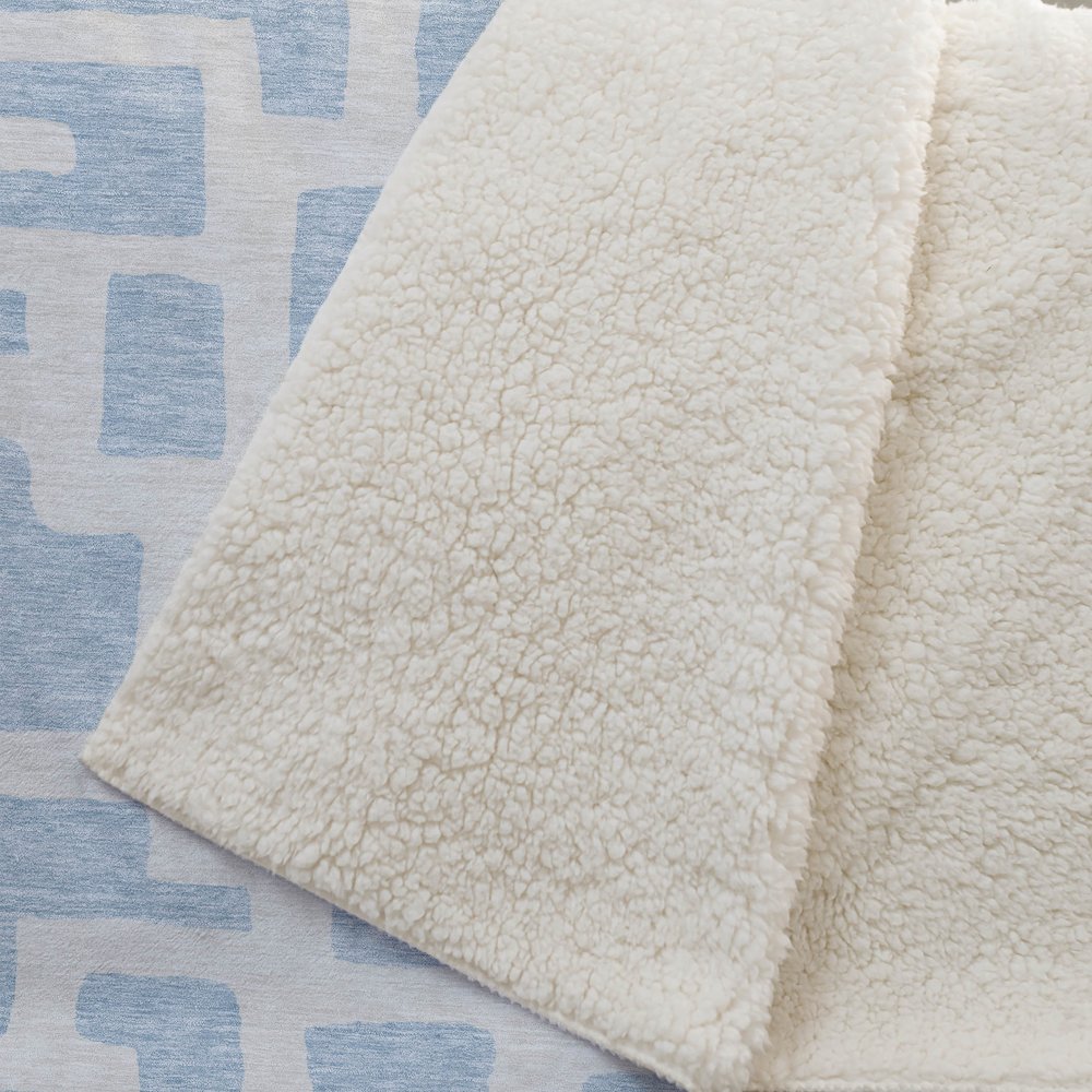 Premium Machine Washable ASB903 Sky 50" x 70" Sherpa Throw Blanket. Picture 2