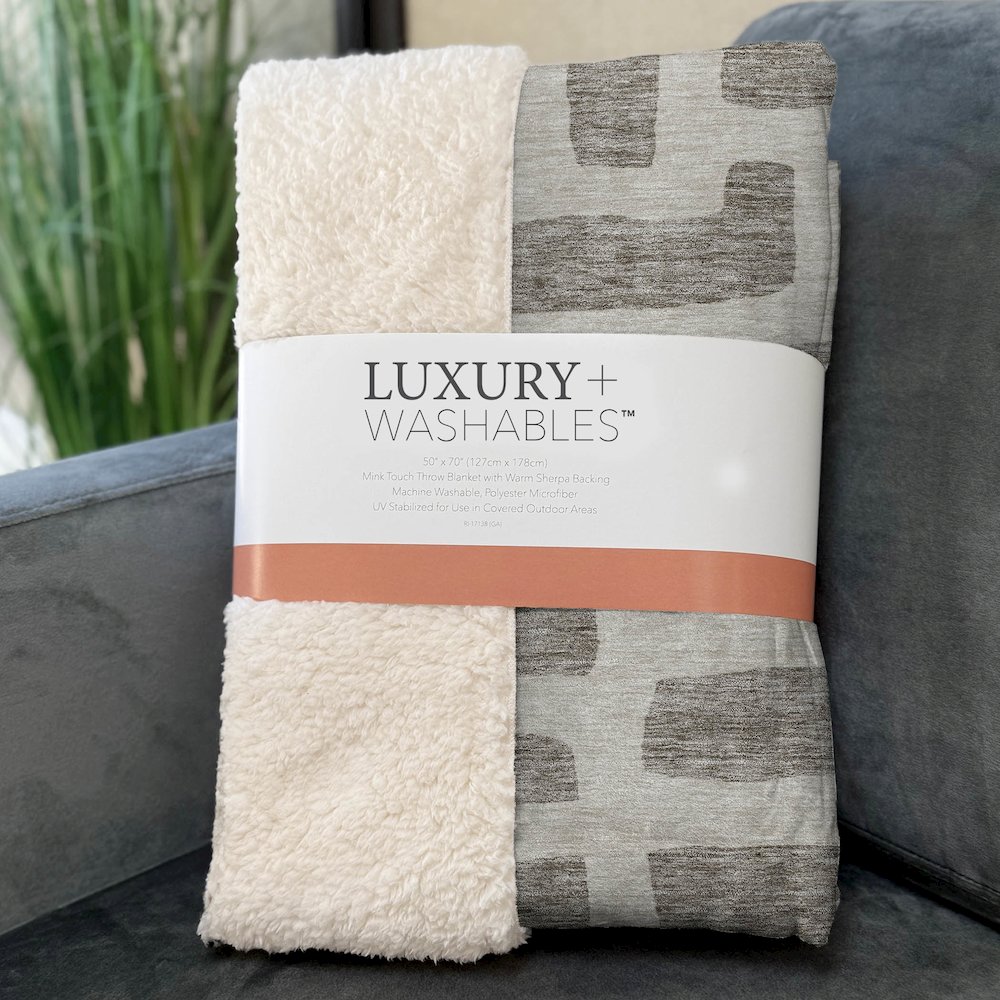 Premium Machine Washable ASB903 Taupe 50" x 70" Sherpa Throw Blanket. Picture 3