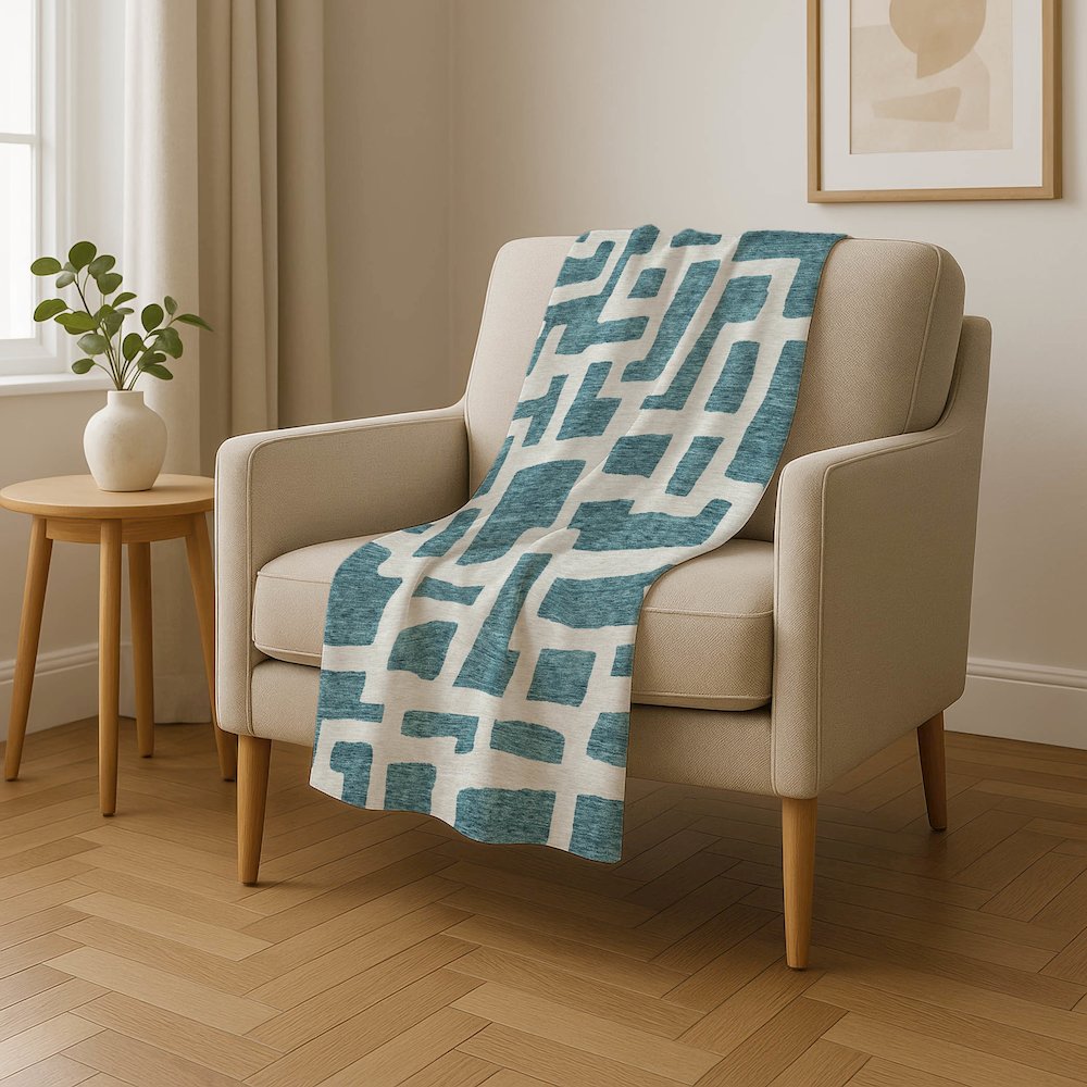 Premium Machine Washable ASB903 Teal 50" x 70" Sherpa Throw Blanket. Picture 4