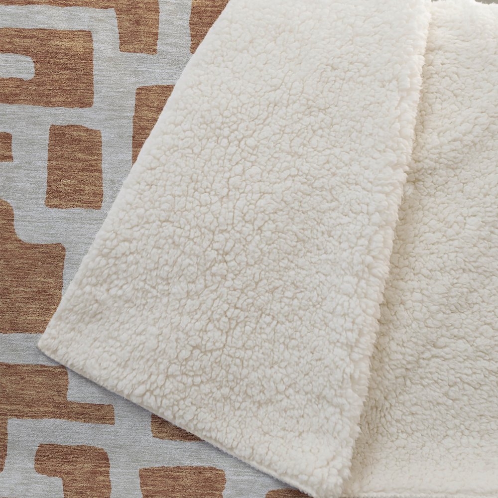 Premium Machine Washable ASB903 Terracotta 50" x 70" Sherpa Throw Blanket. Picture 2
