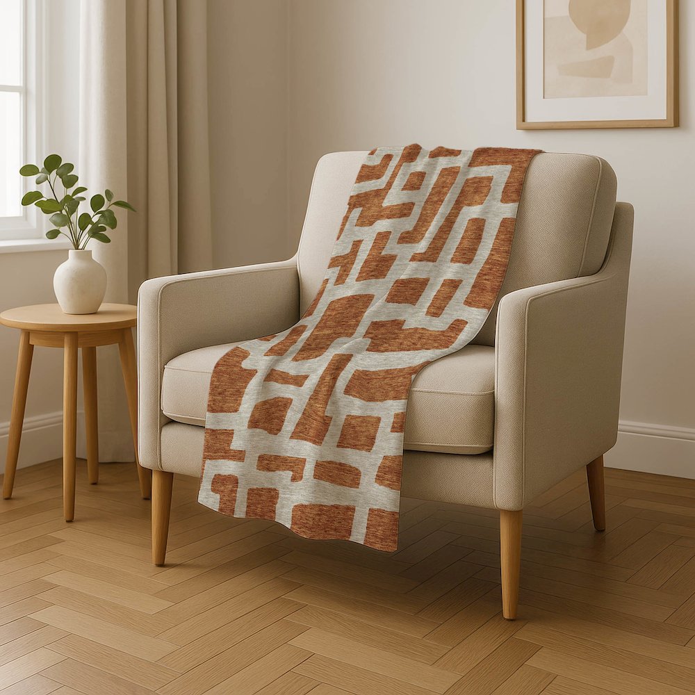 Premium Machine Washable ASB903 Terracotta 50" x 70" Sherpa Throw Blanket. Picture 4